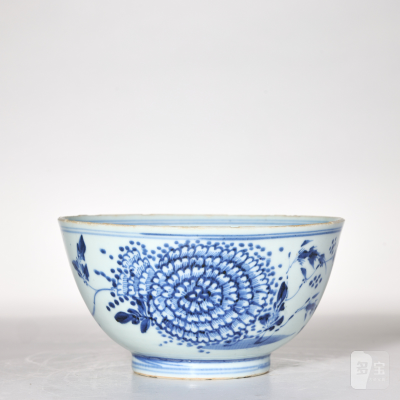 明晚期 青花花卉图碗 - 图2